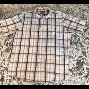 Chaps Men’s Short Sleeve Plaid Shirt 100% Cotton XL